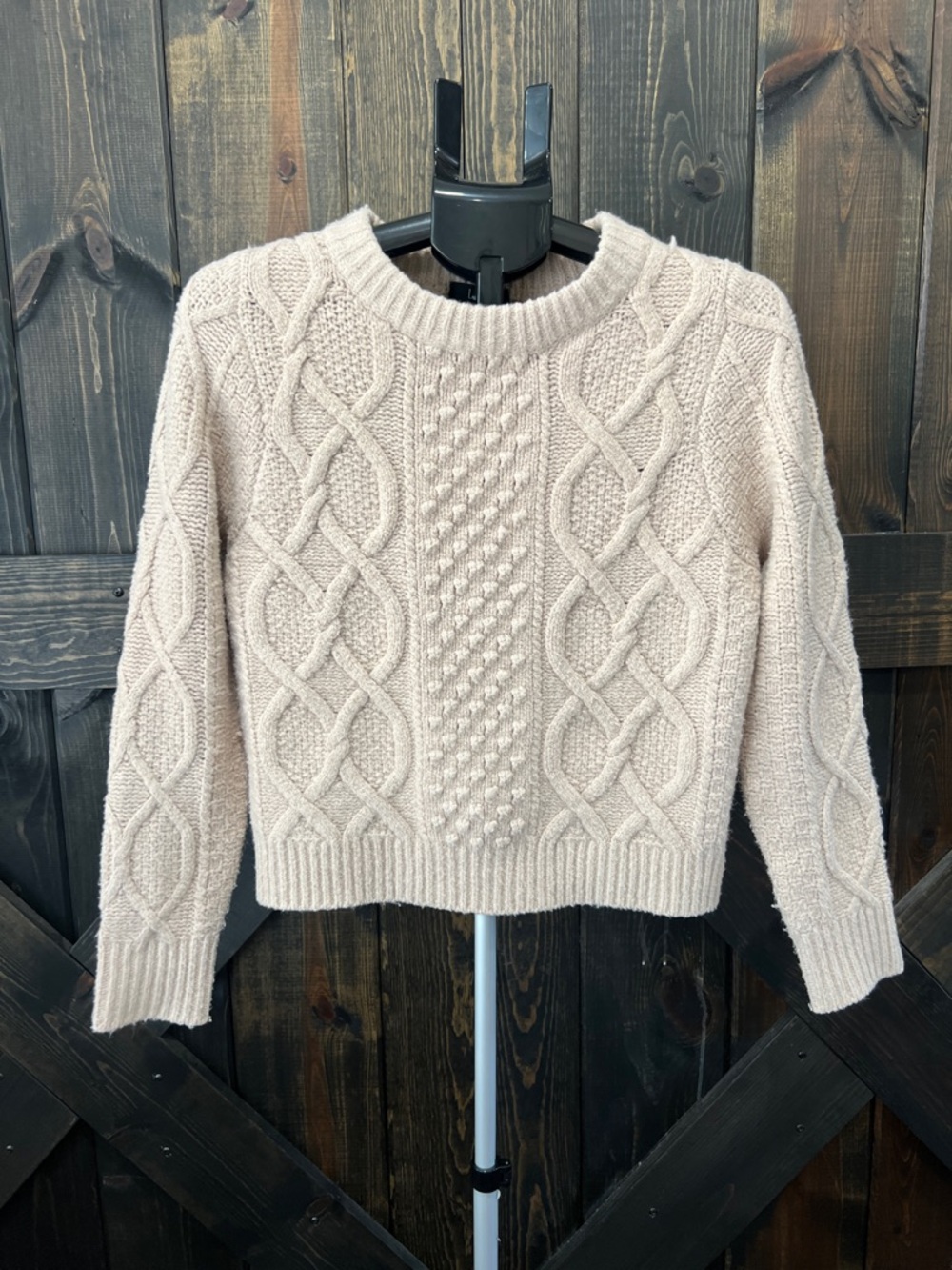 Lulus Back To Cozy Beige Cable Knit Backless Sweater S Chunky Ribbed Thick Open